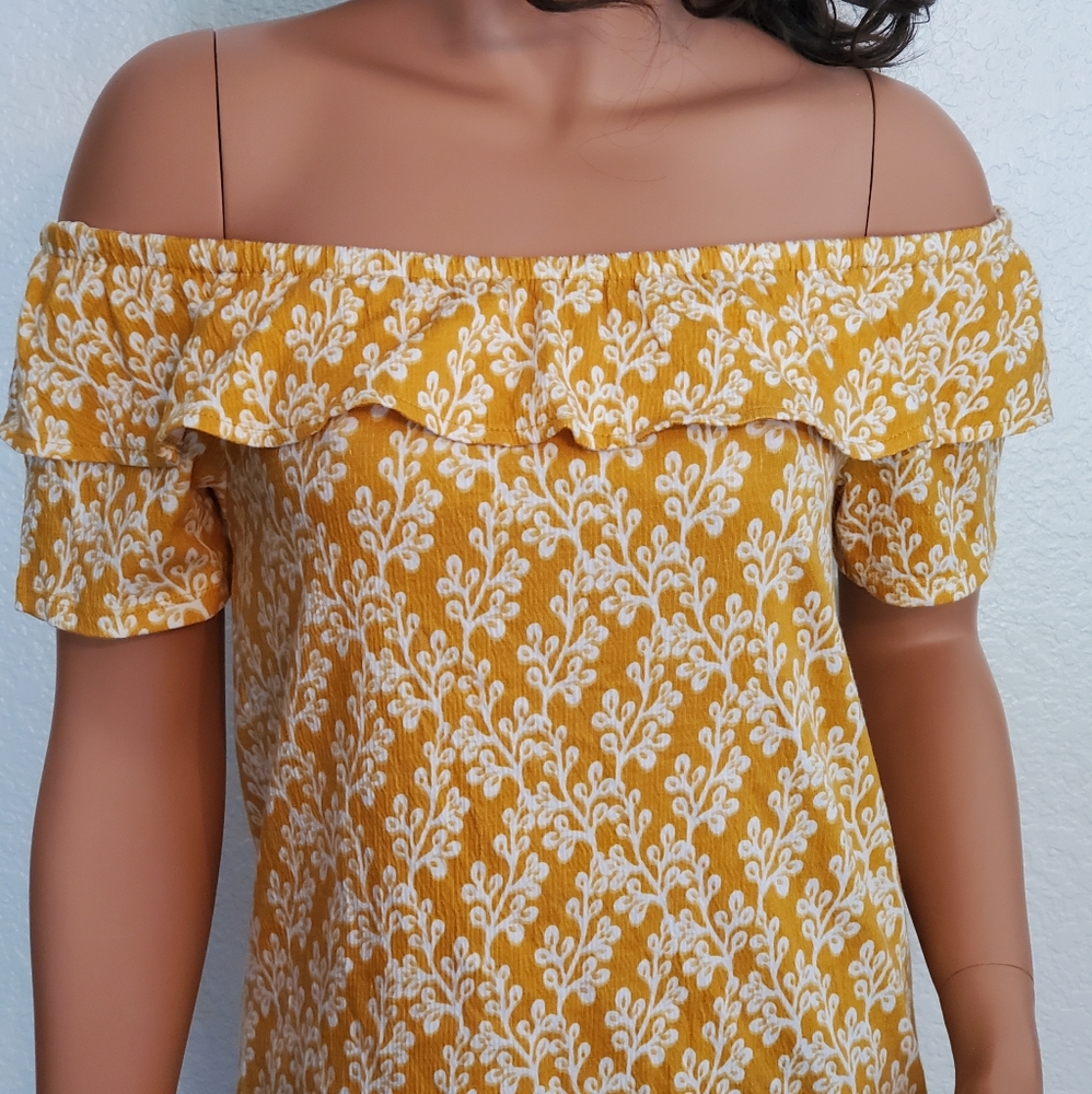 LOFT Off The Shoulder Printed Top Size Small